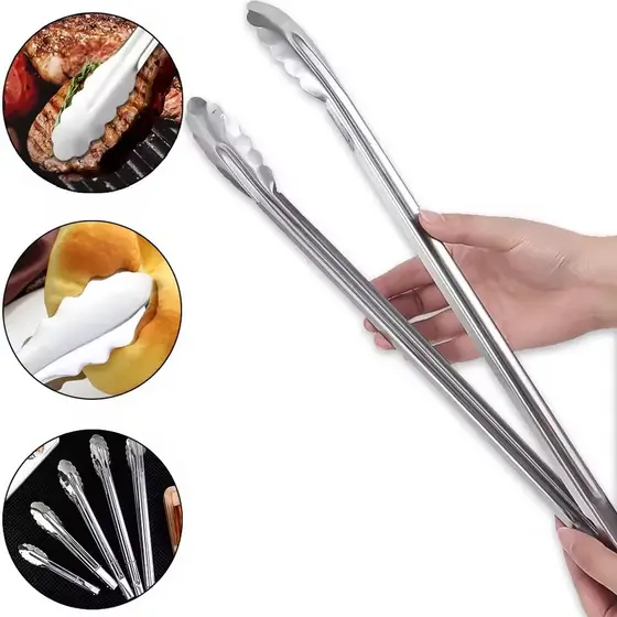 Pegador Multiuso Em Aço Inox Para Carne Salada Pão Gelo Fritura 35cm Kehome