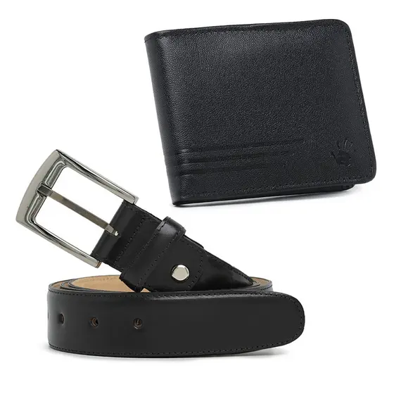 Carteira Premium Social Masculina de Couro Kit com Cinto de Couro Legitimo Promocao Black Friday