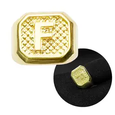 Dedeira Masculina com Letra F Anel Design Único Banhado a Ouro - Garimpo de Ouro