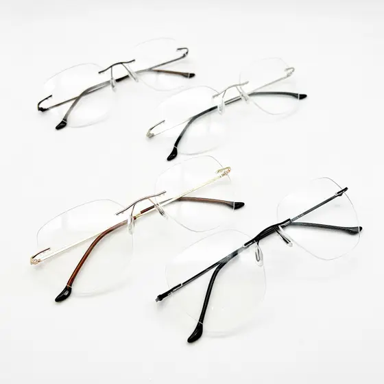 Armação Óculos Grau Hexagonal Redondo Metal Sem Aro Balgriff Lentes Flutuantes Masculina Feminina Hexa