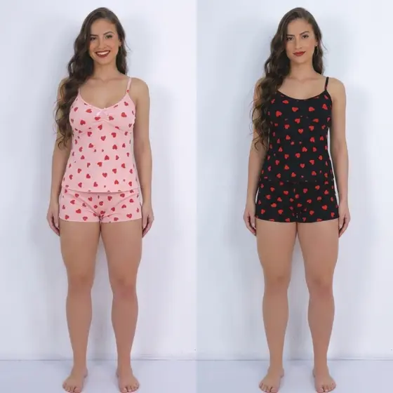 Kit com 2 Conjuntos de Baby Doll Adulto Estampado Short Doll Feminino Conforto e Qualidade.