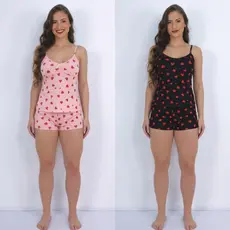 Kit com 2 Conjuntos de Baby Doll Adulto Estampado Short Doll Feminino Conforto e Qualidade.
