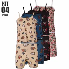Kit 4 Pijamas Baby Dool Infantil Roupa de Dormi Criança Menina