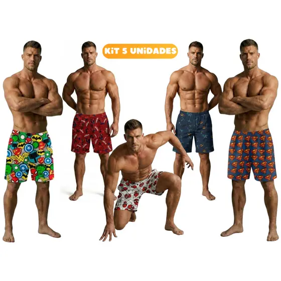 5 Pijamas Masculino Samba Canção Short Para Dormir