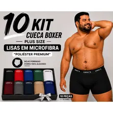 Kit 10 Cuecas Plus size   Masculina EXTRA GRANDE Com forro e Elástico Bordado
