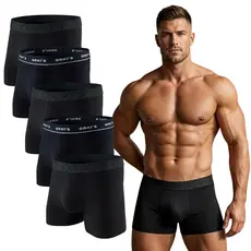 Kit com 5 CUECAS BOXER PRETA  COM FORRO E Elástico Bordado
