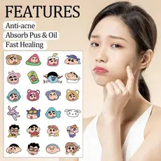 96 Peças/24 Adesivo De Acne De Desenho Animado Colorido Lápis Shin Chan Espinhas Remendos PE V4V4