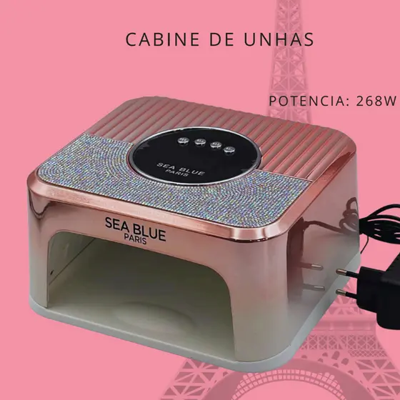 Cabines de Unha Sea Blue Paris 288w Cabine de Unha Sea Blue Paris Bivolt com 57 Leds e 268w