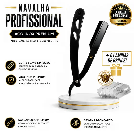 Navalha de Aço Navalhete Preta e Dourada Navalhete Profissional Navalha Estampada Navalha de Metal