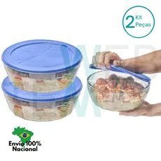 Kit 2 Potes Tigela de Vidro com Tampa Plástica Laguna 4 Litros Vitazza: Servir, Armazenar Alimentos