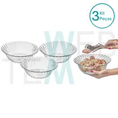 Kit 3 Centro De Mesa Vidro Fruteira Saladeira California Vitazza Decoração Ecológico Premium