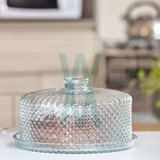 Boleira de Vidro com Tampa Bico de Jaca Vitazza Prato 28cm para Bolo, Doces, Sobremesas, Decoração
