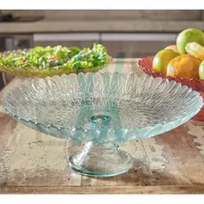 Centro de Mesa Fruteira de Vidro com Pé Pluma Vitazza para Decoração, Organização e Mesa Posta