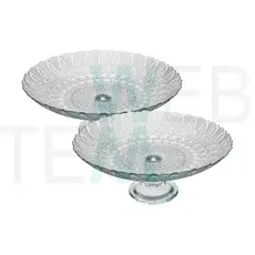 Kit 2 Centros de Mesa Fruteira de Vidro com Pé Pluma Vitazza para Decoração, Organização