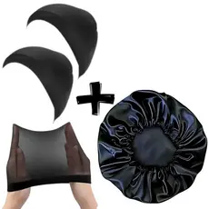 2 Touca de Nero Wave Cap + 1 Touca de Cetim Antifrizz Day After Cabelo Liso Feminino e Masculino