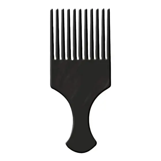 Pente Garfo Penteado De Cabelos Afro Dentes Largos Plástico Cor Preto.