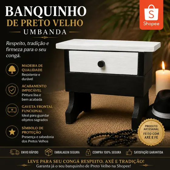 Banco Preto Velho C/ Gaveta - Cor Personalizada
