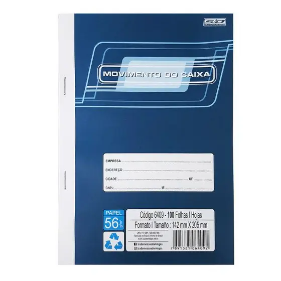 Livro Movimento Do Caixa C/100 Folhas 142mm x 205mm