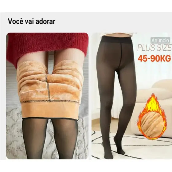 Meia Calça Translúcida com Forro de Pelúcia Estilo e Calor no Inverno RWX VEST
