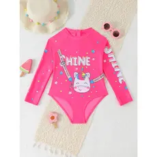 RWX VEST Maiô Infantil com Estampa de Unicórnio e Manga Longa 2025 b3619