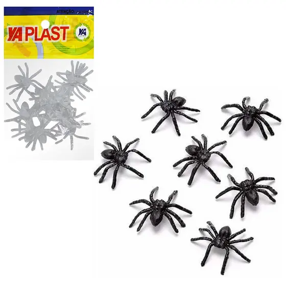 Kit 100 Unidades Mini Aranha De Plástico Para Lembrancinha Halloween Decoração Festal