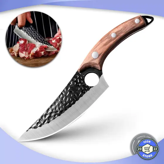 Faca Artesanal Desossa Aço Inox Churraso Cozinha Com Bainha 6'' Envio Imediato