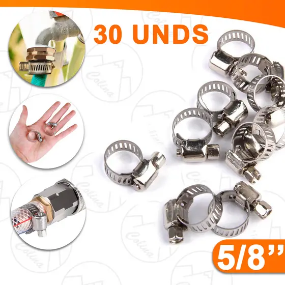 Kit 30 Abraçadeiras Ferro E Aço Inox Vedação Mangueira 5/8'' 1,9CM X 2,5CM X 0,7CM Envio Imediato