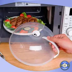 Tampa De Microondas Para Alimentos Diâmetro 9x25,5cm Com Válvula e Alça De Plastico Envio Imediato