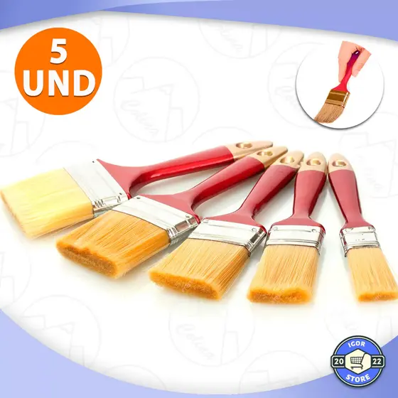 Kit 5 Pincéis Trincha Para Construção Multiuso Pintura Tamanhos Variados Envio Imediato