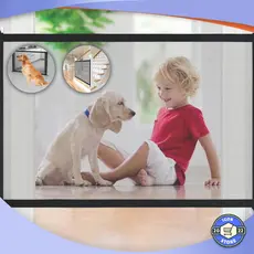 Tela Rede de Proteção Pet com Gancho Cães e Gatos Crianças 75x110 cm Retrátil Envio Imediato