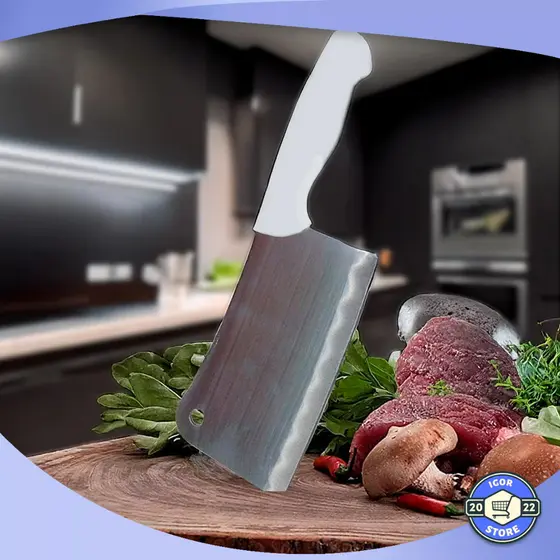 Cutelo Profissional Do Chef Culinário Machadinha Para Cozinha Aço Inox 7'' Envio Imediato