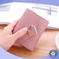 Carteira Feminina De Couro Sintético Com Fecho De Coração - Variação De Cor Envio Imediato