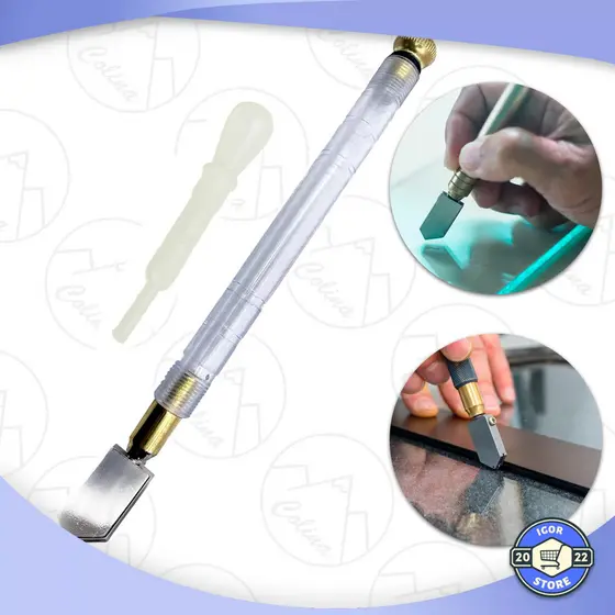 Cortador De Vidro Profissional Riscador Manual Com Bisnaga Dosadora Reservatório Envio Imediato