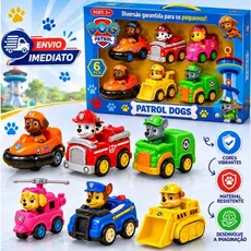 Kit 6 Carrinho Patrulha Canina Brinquedo Coleção Premium Fricção Cachorrinhos Desenho Bonecos