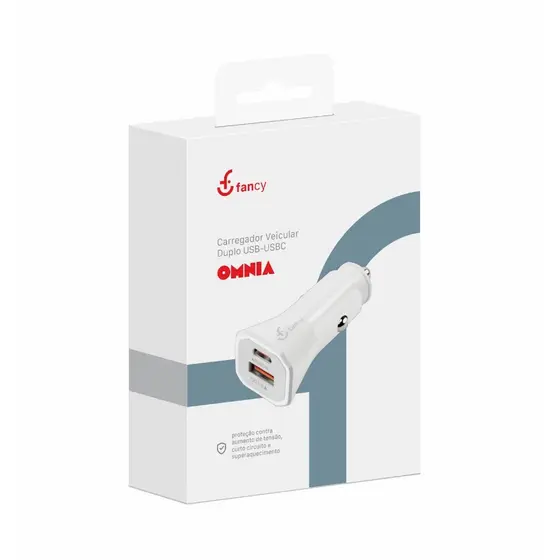 FONTE CARREGADOR VEICULO USB-C PD 20W + QC 3.0 CC-K02