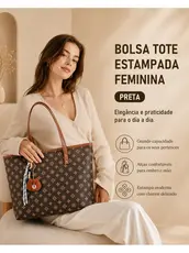JAMI JAMI Bolsa Feminina Tote de Ombro Material Sintético Estampado com Pingente Decorativo para Trabalho e Dia TM9187