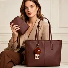 JAMI JAMI Kit de Bolsa Tote Grande Estilo Elegante Tiracolo Feminina com Alça Lateral Faixa de Mão de Couro B758
