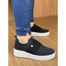 Tênis Meia Feminino Preto Solado Branco Grosso