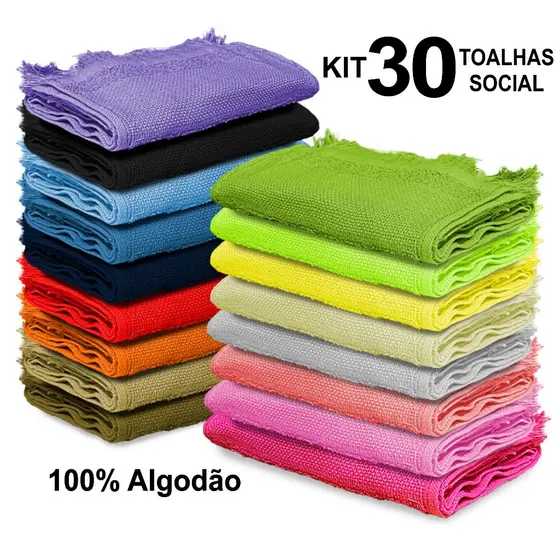 Toalha Social Kit 30 pcs De Boca Com Franja Para Bordar Escolar Ótima absorção com Toque Macio
