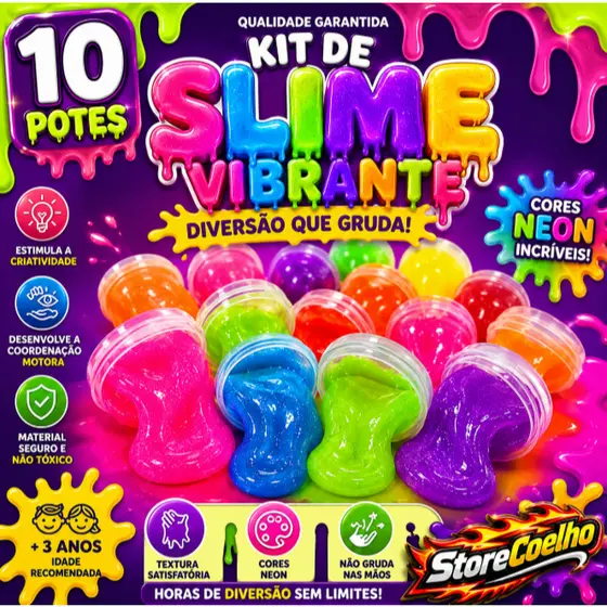 Kit 10 Geleca Slime P/ Festa Lembrancinha Infantil Aniversario Prenda Criança Estilo Amoeba Colorida