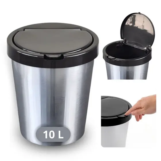 Lixeira Cesto de Lixo 10 e 9 Litros Automática Tampa Click Para Banheiro Cozinha Escritório Quarto