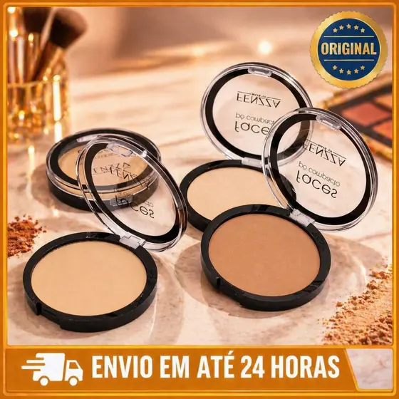 Pó Compacto Fenzza Faces Matte Perfeito Controla Oleosidade Alta Cobertura