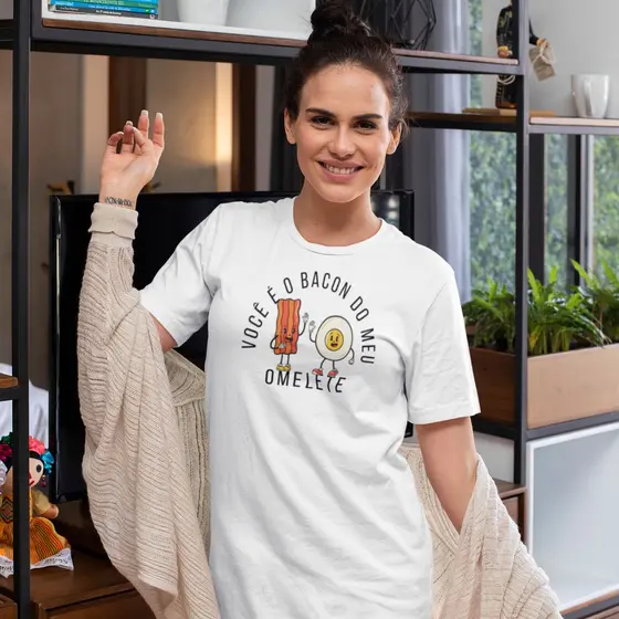 Camisola De Manga Curta Dress Branca Estampa Omelete