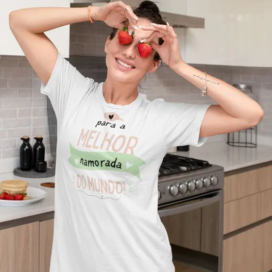Camisola De Manga Curta Dress Branca Estampa Melhor Mãe Do Mundo