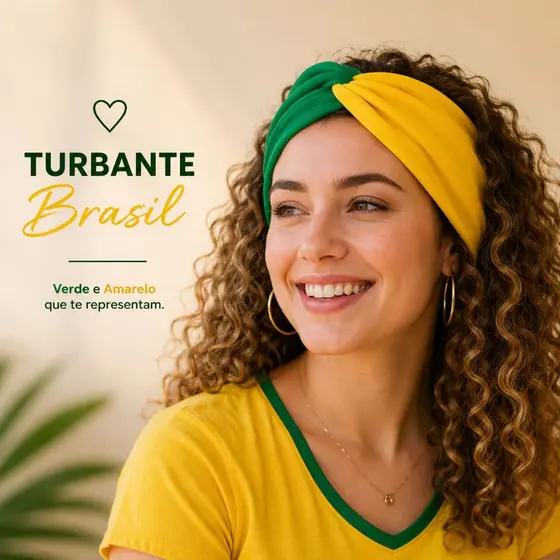 Turbante Brasil Feminino Verde e Amarelo | Faixa de Cabelo Confortável e Ajustável