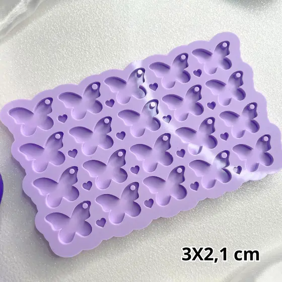 Molde de silicone para brindes formato borboleta com 20 cavidades.
