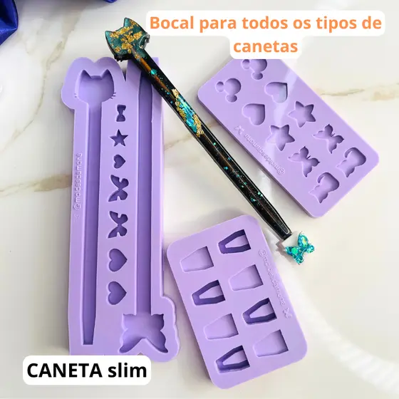 Molde de silicone caneta slim fina. Pode escolher a opção bocal. #35