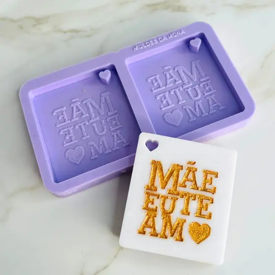 Molde de silicone para resina dia das mães. Tag com frase 4,5x4cm. #17