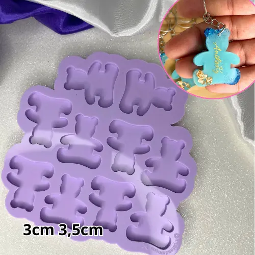 Molde de silicone urso para chaveiro mimo. Tamanho 3x3,5cm com 10 cavidades.
