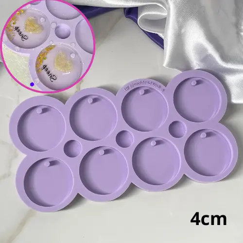 Molde de silicone redondo 4x4cm. 8 grandes e 3 pequenos. #05